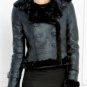 $488 New BCBG Max Azria Black Genuine Leather Motorcycle Coat Jacket  NWT XXS