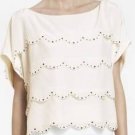$258 New BCBG Max Azria "Sarina" Silk Gardenia Tiered Stud Cocktail Party Top S
