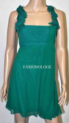 $248 New BCBG Max Azria Ultra Green Shirred Chiffon Cocktail Party Dress 2