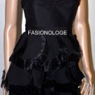 $398 New BCBG Max Azria Strapless Petal Silk Organza Black Cocktail Dress 4P