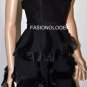 $398 New BCBG Max Azria Strapless Petal Silk Organza Black Cocktail Dress 4P