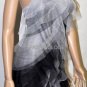 $348 New BCBG Max Azria Black White 1 Shoulder Tulle "Monica" Cocktail Dress ~0~