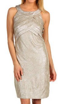 $158 New Max&Cleo by BCBG "Ryanne" Silver Gold Tiered Cocktail Party Dress 2