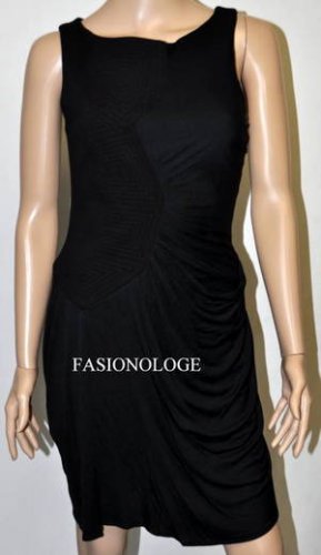 $198 New BCBG Max Azria Black Draped Modal Jersey Cocktail Party Dress 2