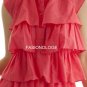 $218 New BCBG Max Azria Geranium Tiered Ruffle Cotton Silk Cocktail Dress XXS