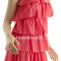 $218 New BCBG Max Azria Geranium Tiered Ruffle Cotton Silk Cocktail Dress XXS
