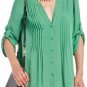 $148 New BCBG Max Azria "Twiggy" Kelly Green Pintucked Cocktail Party Top NWT L