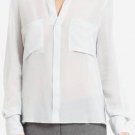$168 New BCBG Max Azria "Emma" Pearl Grey 100% Silk Cocktail Party Top NWT L