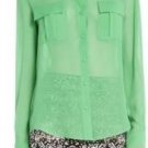 $158 New BCBG Max Azria "Anderson" Everest Green Silk Cocktail Party Top NWT M