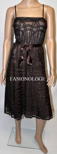 $360 New BCBG Max Azria Strapless Chocolate Tulle Woven Cocktail Party Dress ~0~