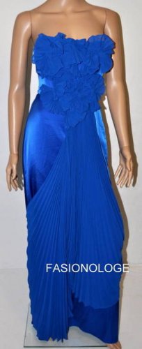 $448 New BCBG Max Azria Ultramarine Strapless Shiffon Satin Formal Dress Gown 4
