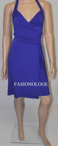 $198 New BCBG Max Azria Dregal Blue Halter Cocktail Party Dress M