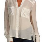 $198 New BCBG Max Azria "Erica" Canvas Lace 100% Silk Cocktail Party Top NWT XS