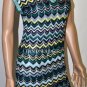 $208 New BCBG Max Azria Azalea Teal Combo Silk Knit Party Dress L