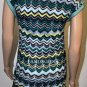 $208 New BCBG Max Azria Azalea Teal Combo Silk Knit Party Dress L