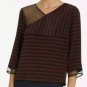$248 NWT BCBG Max Azria "Skyla" Bordeaux Navy 100% Silk Party Cocktail Top L