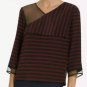 $248 NWT BCBG Max Azria "Skyla" Bordeaux Navy 100% Silk Party Cocktail Top L