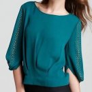 $278 New BCBG Max Azria "Marlene" Jewel Green Studded Cocktail Party Top M