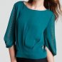$278 New BCBG Max Azria "Marlene" Jewel Green Studded Cocktail Party Top M