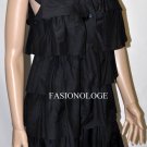 $218 New BCBG Max Azria Black Tiered Ruffle Cotton Silk Cocktail Dress XXS