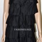 $218 New BCBG Max Azria Black Tiered Ruffle Cotton Silk Cocktail Dress XXS