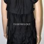 $218 New BCBG Max Azria Black Tiered Ruffle Cotton Silk Cocktail Dress XXS