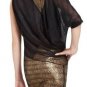 $188 New BCBG Max Azria "Mila" Black Gold Lace Dolman Cocktail Party Dress S