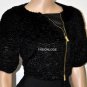 $298 New BCBG Max Azria Black Gold Hardware Faux Fur Cropped Jacket Coat M