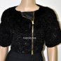 $298 New BCBG Max Azria Black Gold Hardware Faux Fur Cropped Jacket Coat M