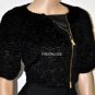 $298 New BCBG Max Azria Black Gold Hardware Faux Fur Cropped Jacket Coat M