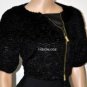 $298 New BCBG Max Azria Black Gold Hardware Faux Fur Cropped Jacket Coat M