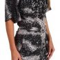 $248 New BCBG Max Azria "Coleen" Black White Draped Jersey Party Dress M