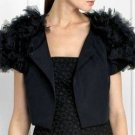 $268 New BCBG Max Azria Black Feather Cropped Taffeta Cocktail Party Jacket XS