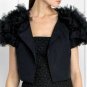 $268 New BCBG Max Azria Black Feather Cropped Taffeta Cocktail Party Jacket XS