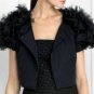 $268 New BCBG Max Azria Black Feather Cropped Taffeta Cocktail Party Jacket XS