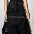 $998 New BCBG Max Azria Strapless Black Organza Long Cocktail Dress Gown 12