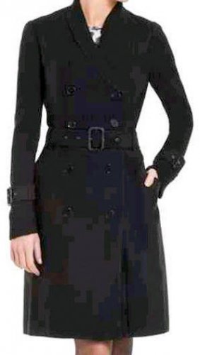 $458 New BCBG Max Azria Black "Johnny" Belted Woven Trench Coat Jacket  NWT XXS