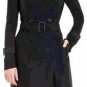 $458 New BCBG Max Azria Black "Johnny" Belted Woven Trench Coat Jacket XS
