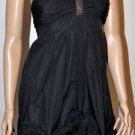 $458 NEW BCBG Max Azria Rosette Applique Taffeta Little Black Short Dress ~0~