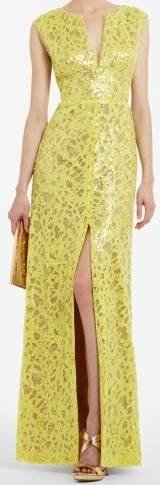 $398 New BCBG Max Azria "Cain" Bright Lemon Sequin Cocktail Party Gown 4P