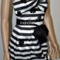 $348 New BCBG Max Azria Strapless Black Stripe Sequin Cocktail Party Dress 4