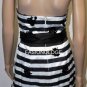 $348 New BCBG Max Azria Strapless Black Stripe Sequin Cocktail Party Dress 4