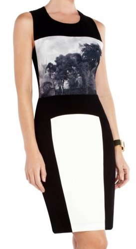 $228 New BCBG Max Azria "Lia" Black White Cocktail Party Dress NWT 12