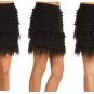 $228 New BCBG Max Azria "Maliha" Black Tiered Feather Short Party Skirt NWT L