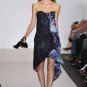 $378 New BCBG Max Azria Runway Blue Strapless Chiffon Woven Cocktail Dress 12