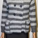 $268 New BCBG Max Azria Light Grey Stripe Wool Blend Cardigan Sweater S