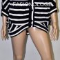 $198 New BCBG Max Azria Navy Stripe 100% Merino Wool Cardigan Sweater M