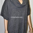 $228 New BCBG Max Azria 100% Wool Heather Grey Knit Cowl Mini Sweater Top M