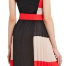$248 New BCBG Max Azria "Brit" Pleated Black Colorblock Cocktail Party Dress XS