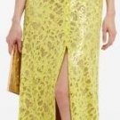 $398 New BCBG Max Azria "Cain" Bright Lemon Sequin Cocktail Party Gown 12P